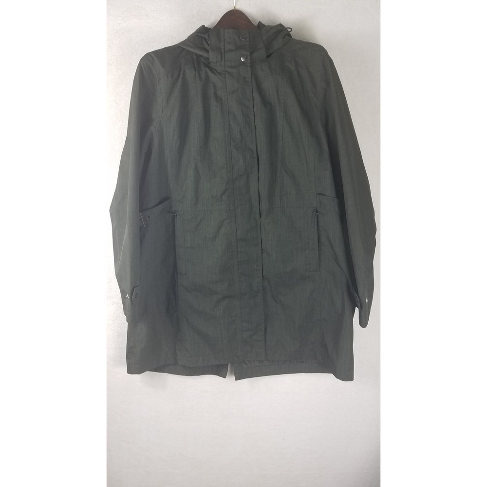 Kirkland Signatures Coat Hooded Rain Trenchcoat Jacket Green Full Zip Women XXL